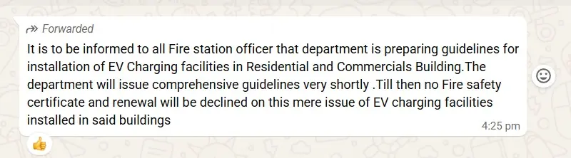 Internal WhatsApp communication of the Haryana Fire Department