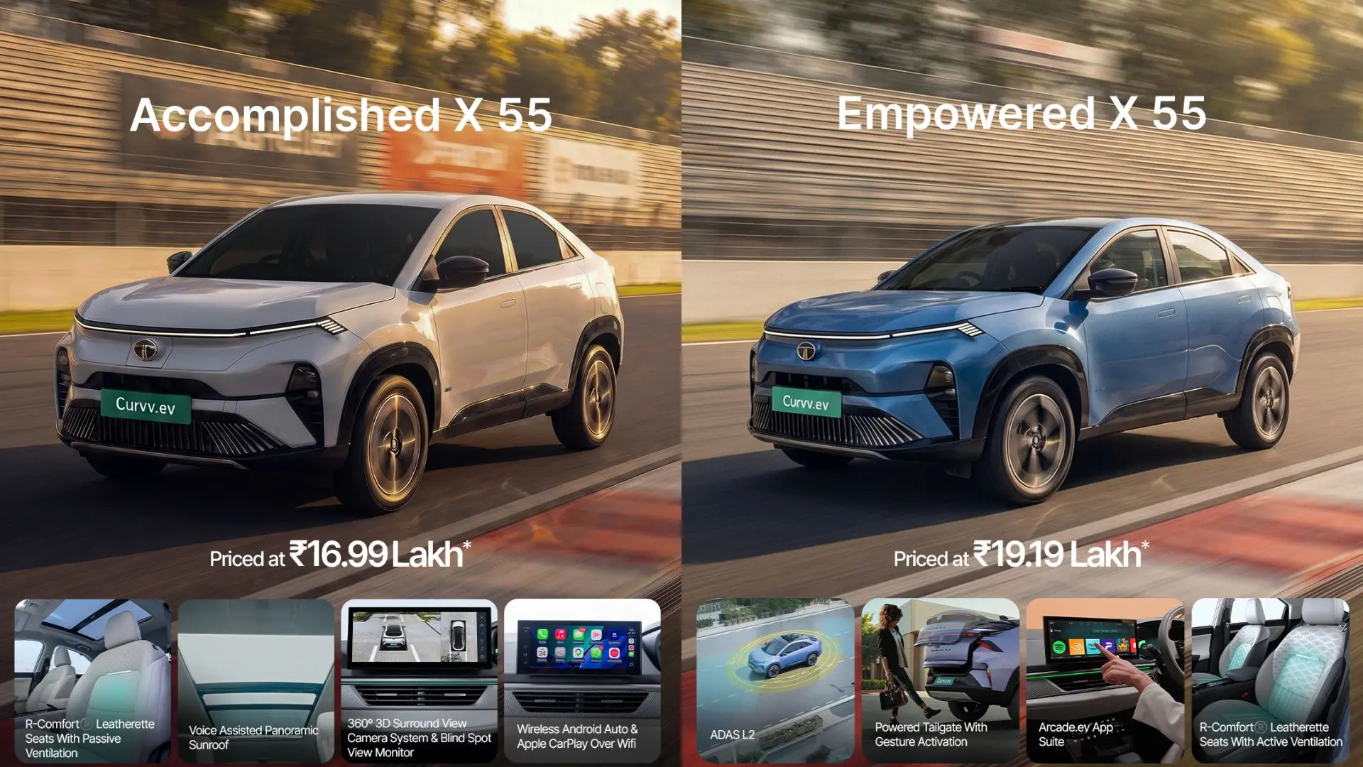 Main Features of Tata Curvv EV Accomplished X 55 and Empowered X 55