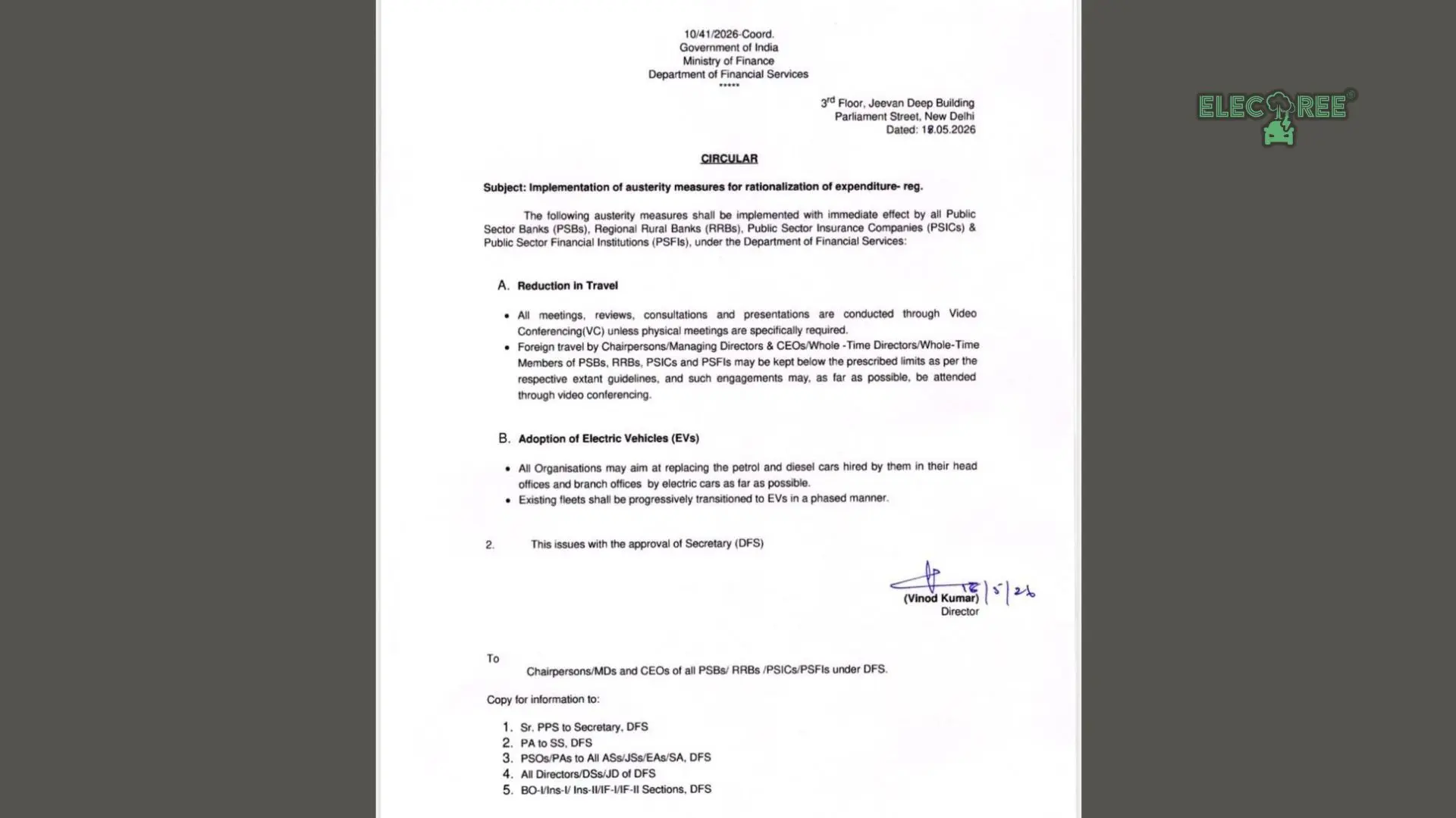 Ministry of Finace - Department of Financial Services circular 10/41/2026 Dated - May 18, 2026