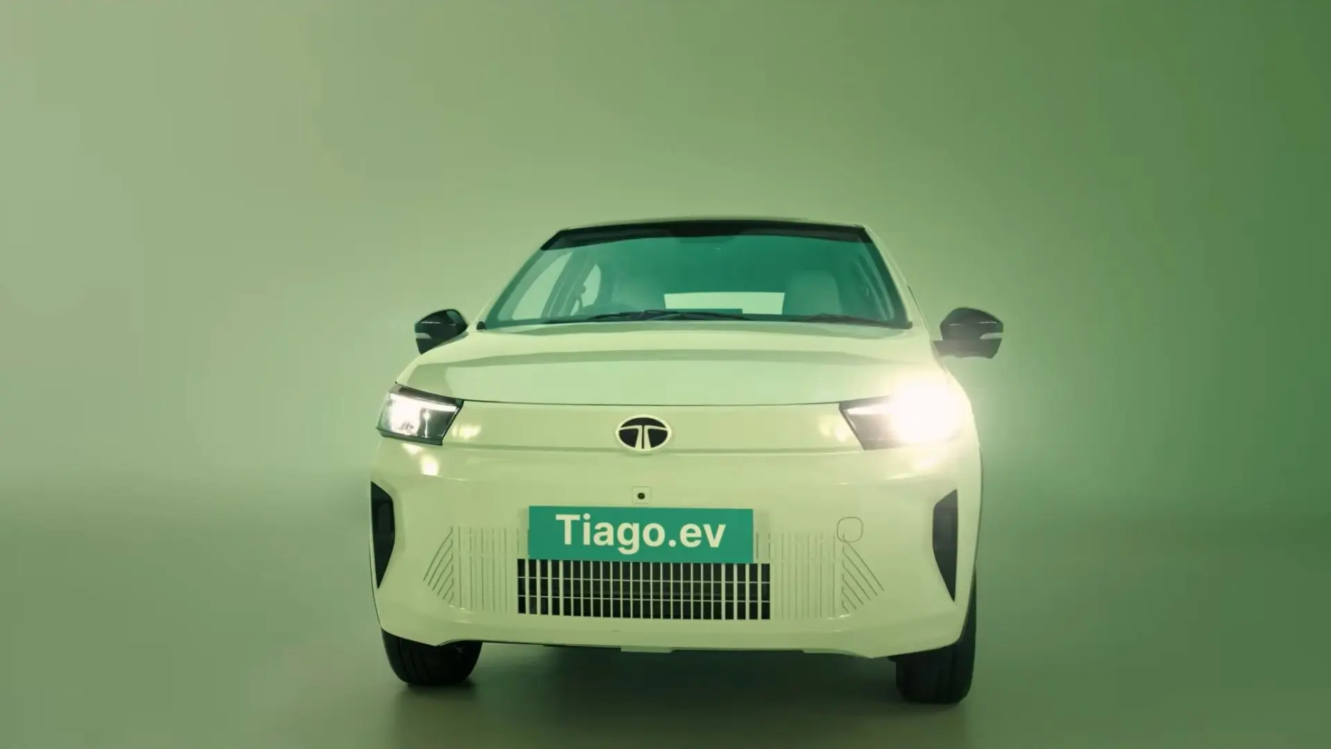 Front Exterior of new Tiago EV shows new grille, head lamp design and front camera