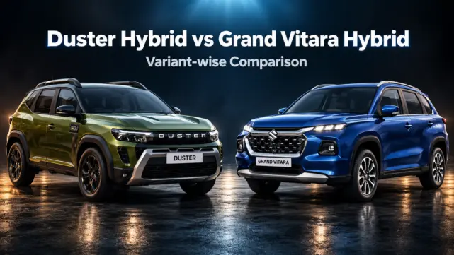 Renault Duster Hybrid vs Maruti Suzuki Grand Vitara Hybrid: Base, Mid, and Top Variant Comparison