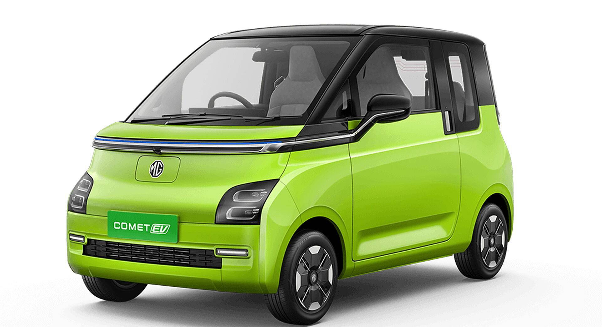 MG Comet EV in Apple Green and Starry Black