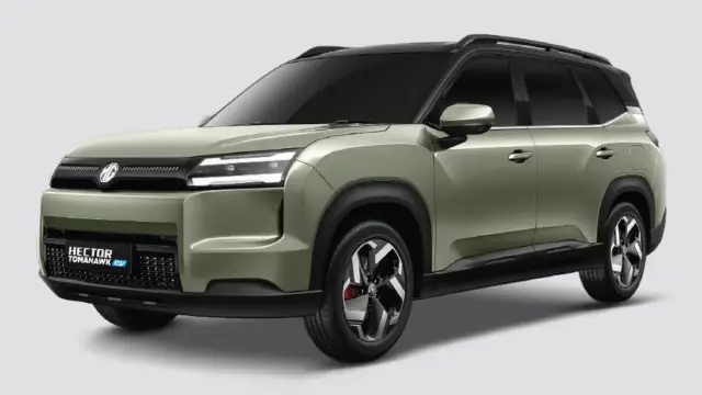 MG Hector Tomahawk EV Excite 7 Seater in Khaki Green