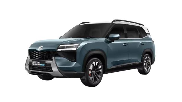 MG Hector Tomahawk PHEV Essence 7 Seater in Turquoise Green w/ Pearl White Roof