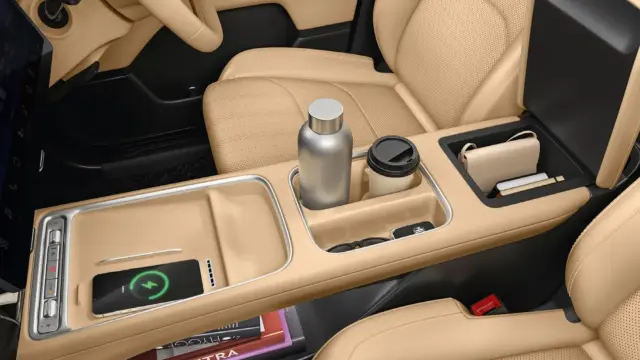 MG Hector Tomahawk EV interior - Wireless Mobile Charging, Cup Holder, Armrest with storage - image