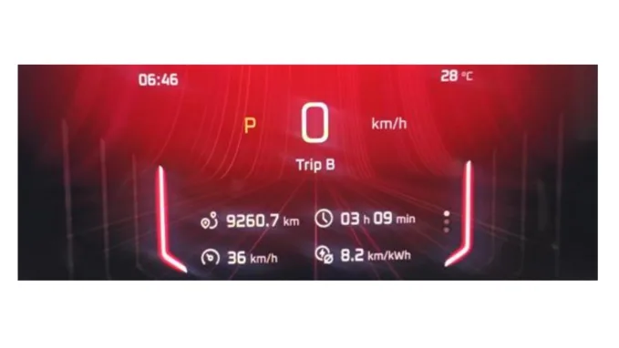 Odometer reading displayed in the vehicle, highlighting its recorded distance - 9260.7 km