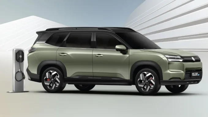 MG Hector Tomahawk EV gets a distinctive SUV design with a squared-off front profile and blacked-out roof.