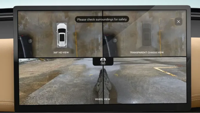 The MG Hector Tomahawk EV features a 360-degree HD camera view with a transparent chassis and wheel view.