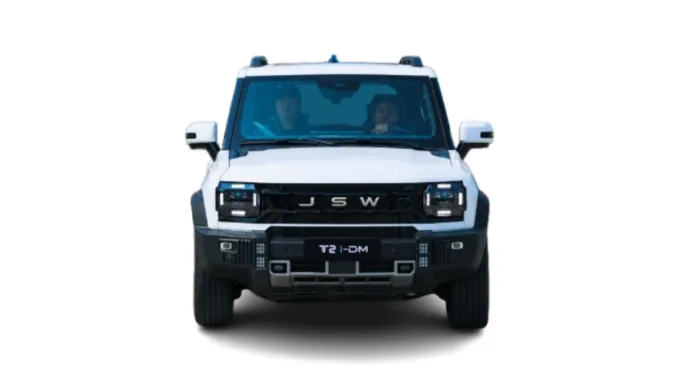 *Edited image of the Jetour T2 to show how the car might look with JSW badging or lettering