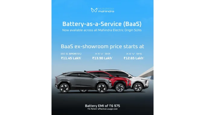 Mahindra has introduced battery as a service dual loan option across all its born EV lineup — Mahindra XEV 9e, XEV 9S and BE 6 SPORTEQ
