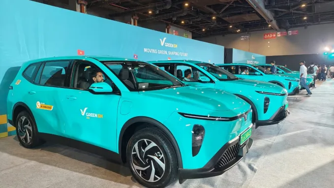 VinFast's Green SM electric ride-hailing fleet rapidly boosted brand visibility across major metropolitan hubs.