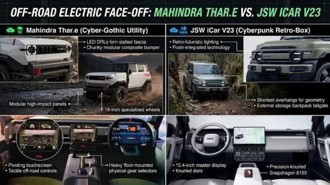 While the Indian JSW iCar V23 will look similar to the Global Chery it is based on, the production version of the Thar-e concept might have a lot of changes. 