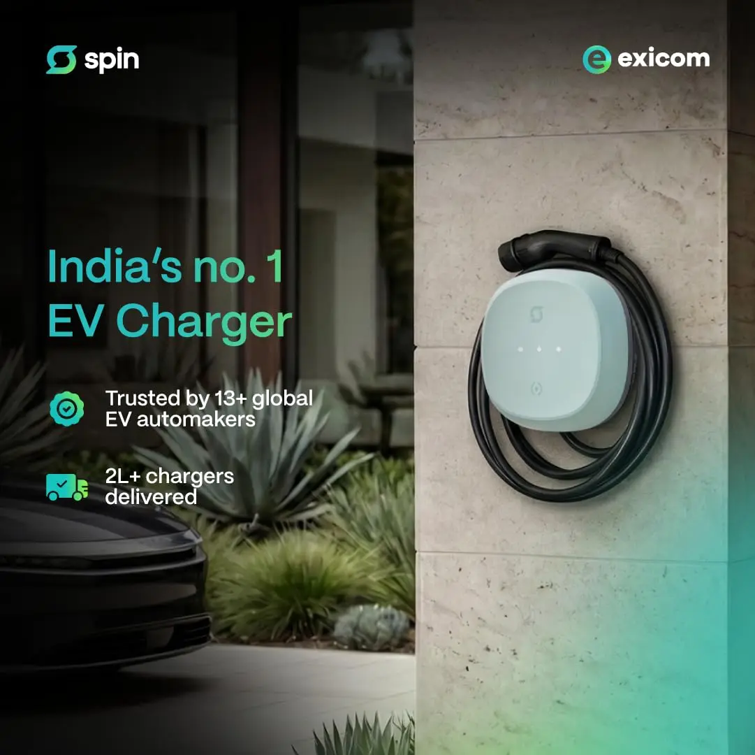 Exicom Spin Air EV charger wall-mounted at a home driveway