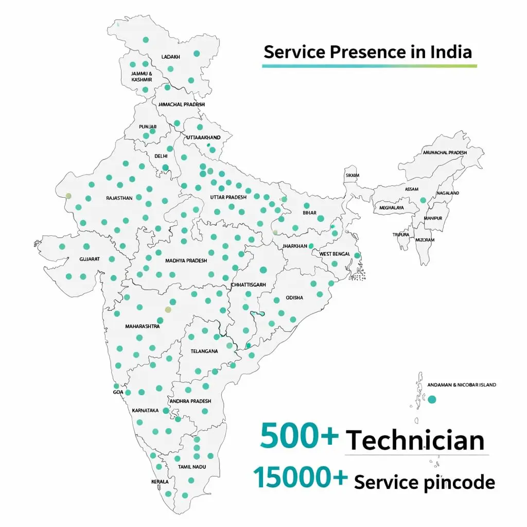 Map of Exicom EV charger service presence across India